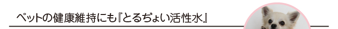 ペットの健康維持にもとるぢょい活性水