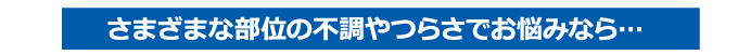 さまざまな部位の不調やつらさでお悩みの方にオススメ